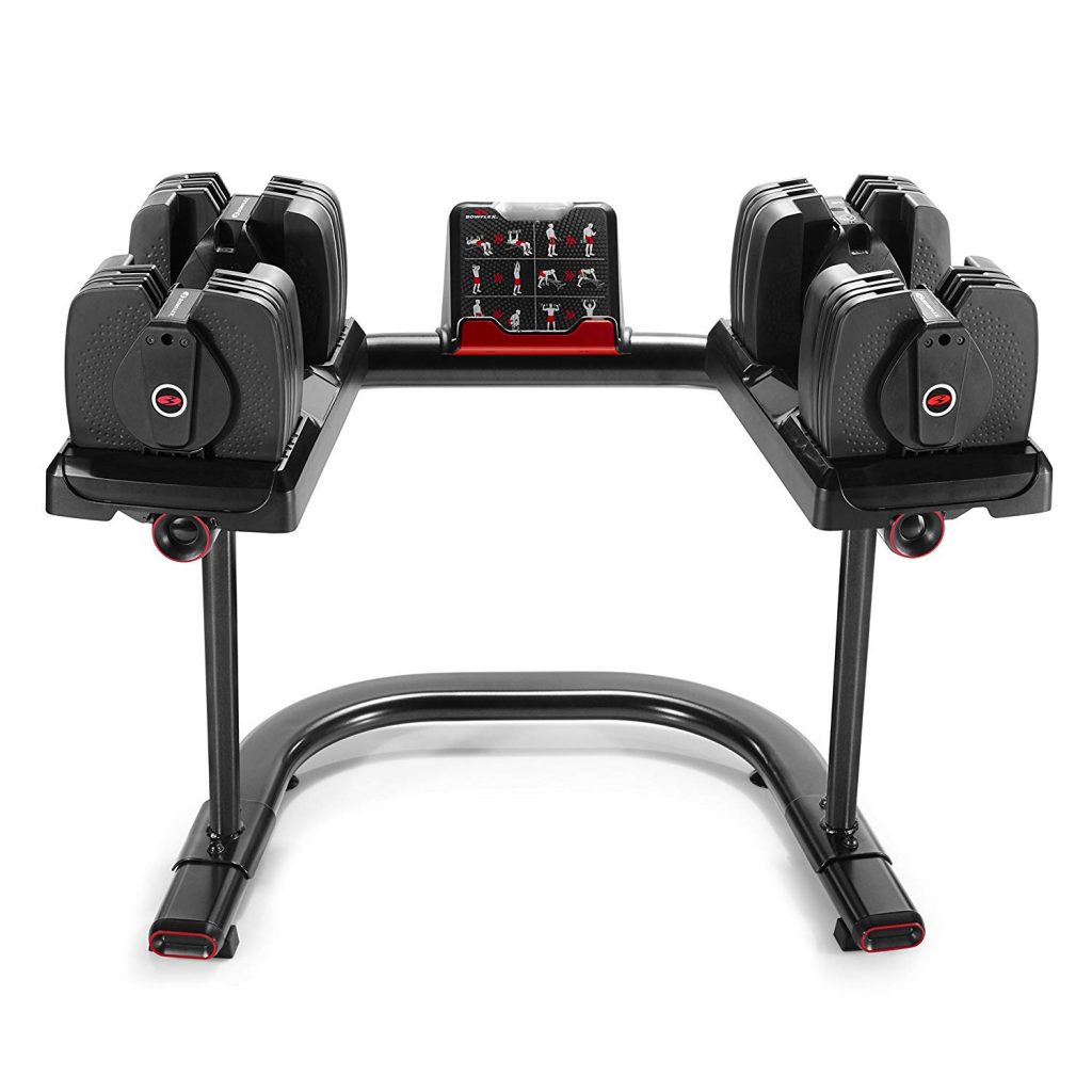 Bowflex Select Tech 560 Smart Dumbbell Pair Tablet Holder and Weight Rack 1
