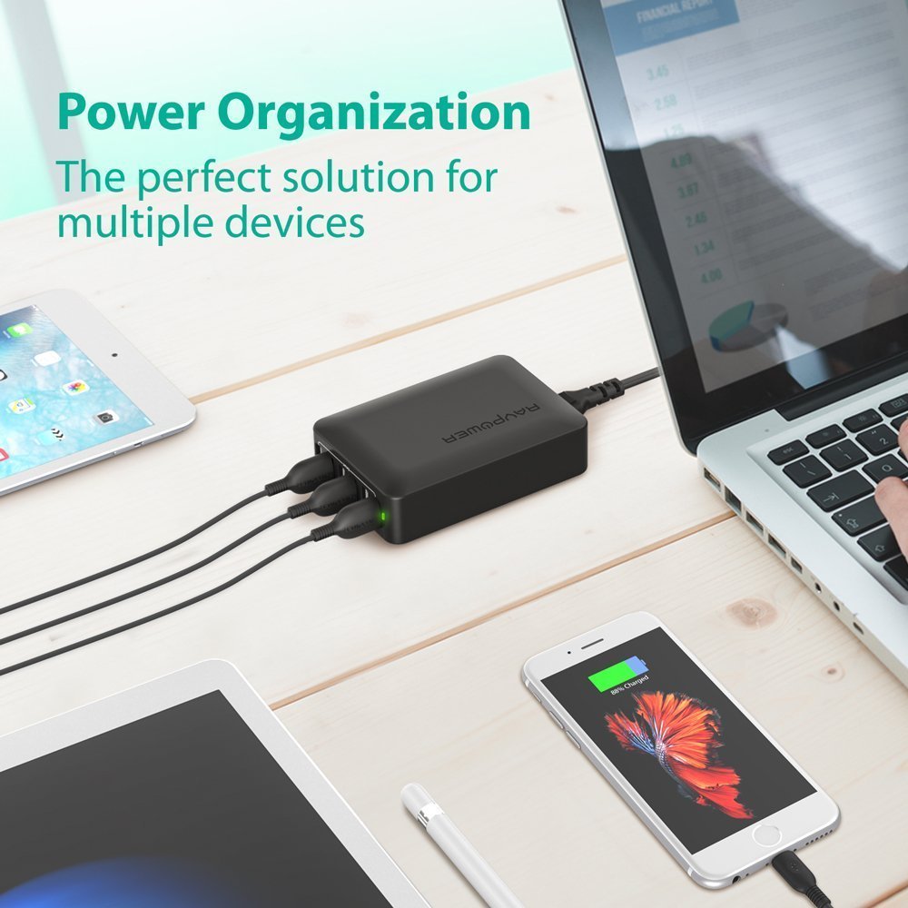 Superior Digital News - RAVPower 60W 12A 6-Port USB Charger Multi-Device Power