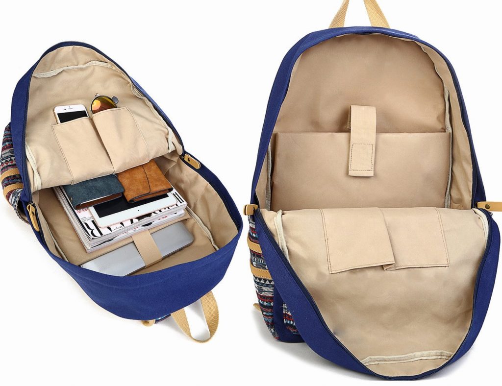 Superior Digital News - Leaper Casual Style Lightweight Canvas Laptop Backpack Interior