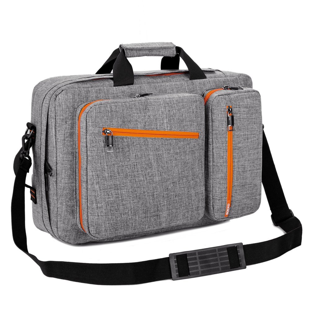 Socko 18.4 Inch Laptop Backpack with Side Handle and Shoulder Straps Grey and Orange