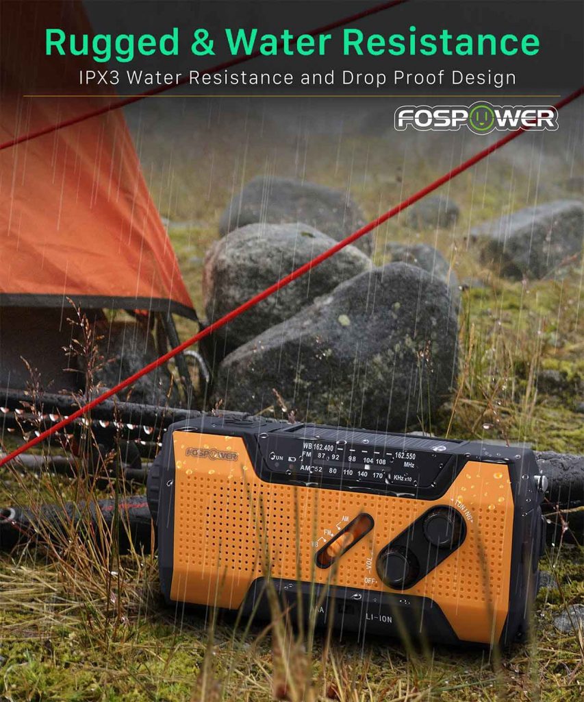 FosPower NOAA Emergency Weather Radio Rugged Water Resistance