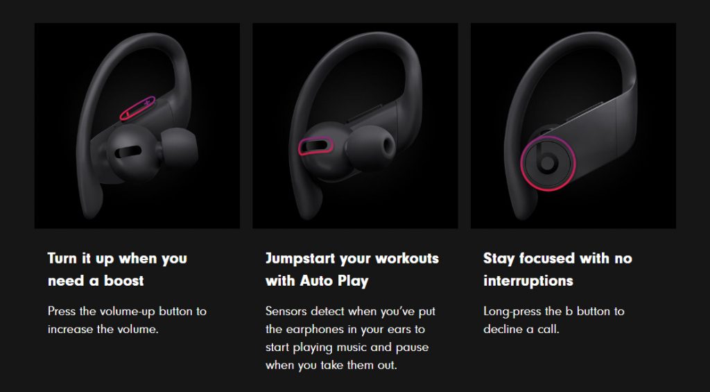Powerbeats Pro True Wireless Fitness Headphones | Built In Controls