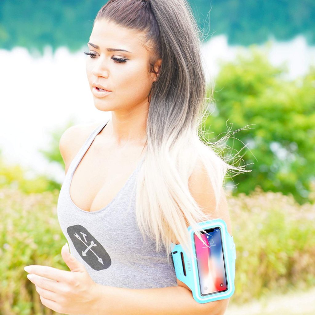 Best Tech Gifts Under $20 | Tribe Armband Phone Holder - Baby Blue