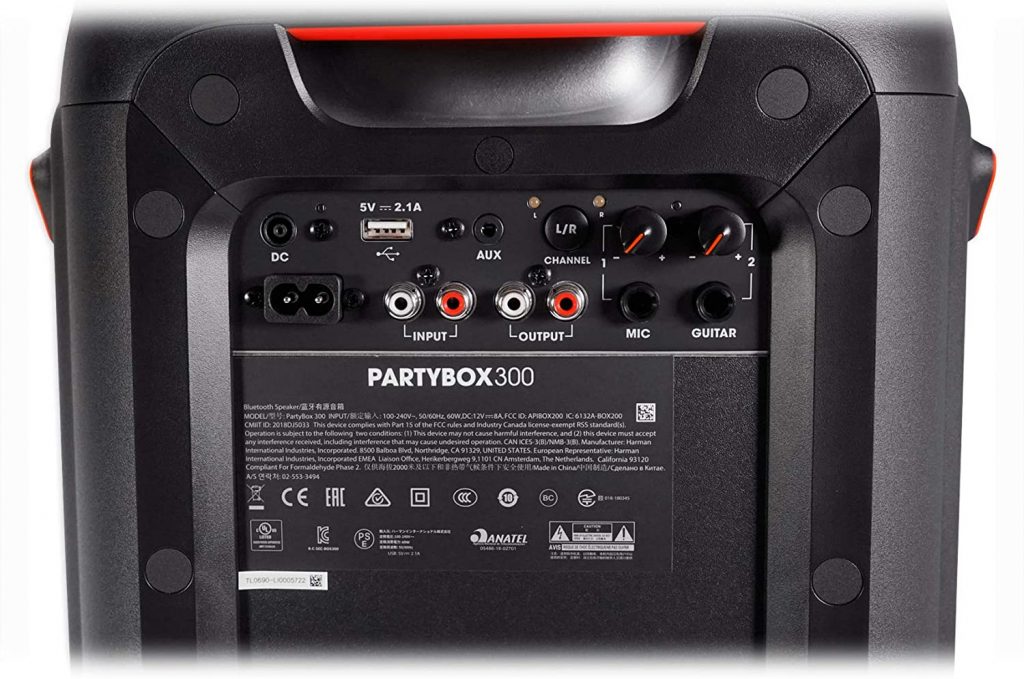 JBL PartyBox 300 Inputs and Outputs
