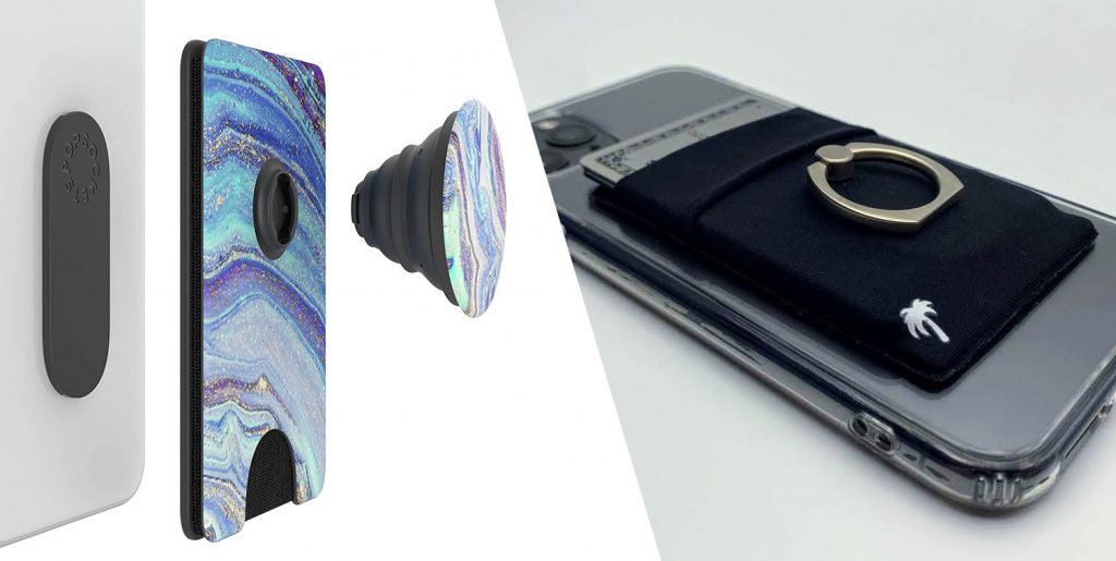 image showing a PopWallet and PopSocket combo vs a Sticky Wallet Ring Holder