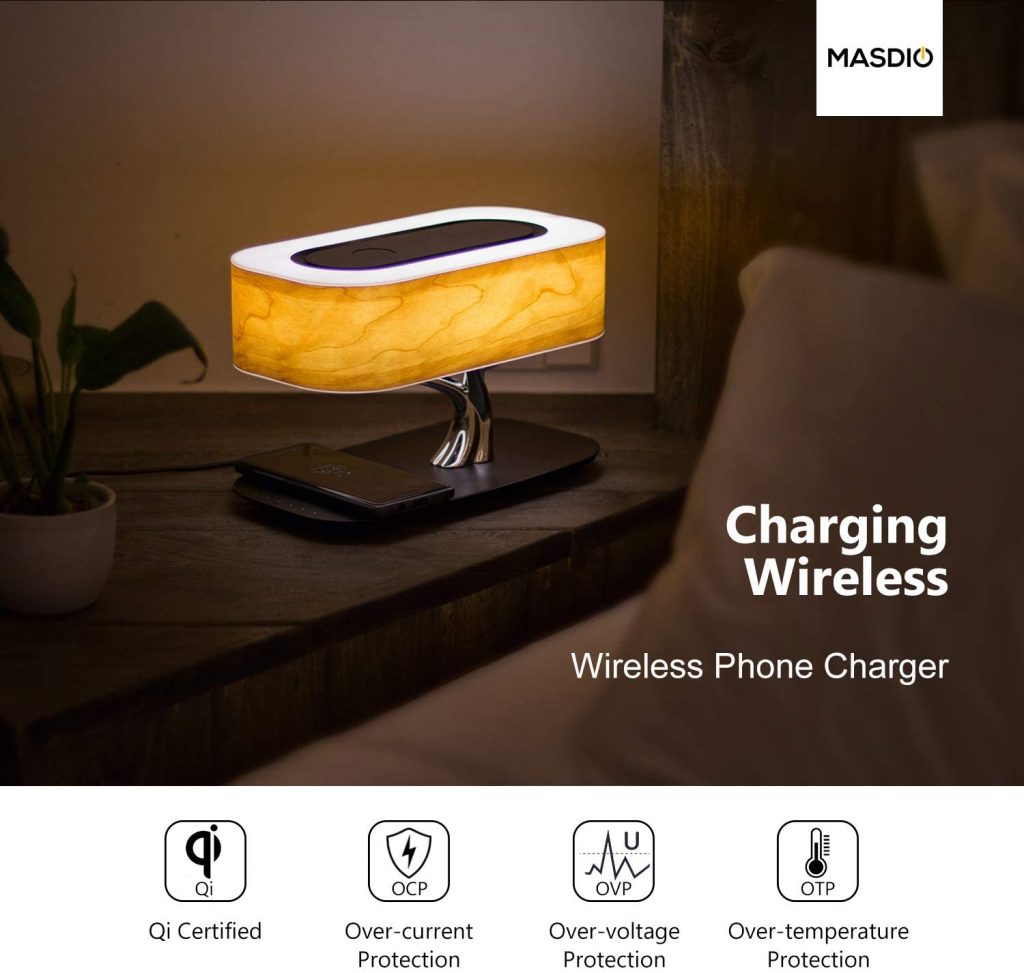 Ampulla Masdio Desk Lamp and Bluetooth Speaker with Wireless Charger
