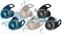 image of the 3 color options of the JBL Reflect Flow Pro+ Bluetooth Wireless Workout Earbuds