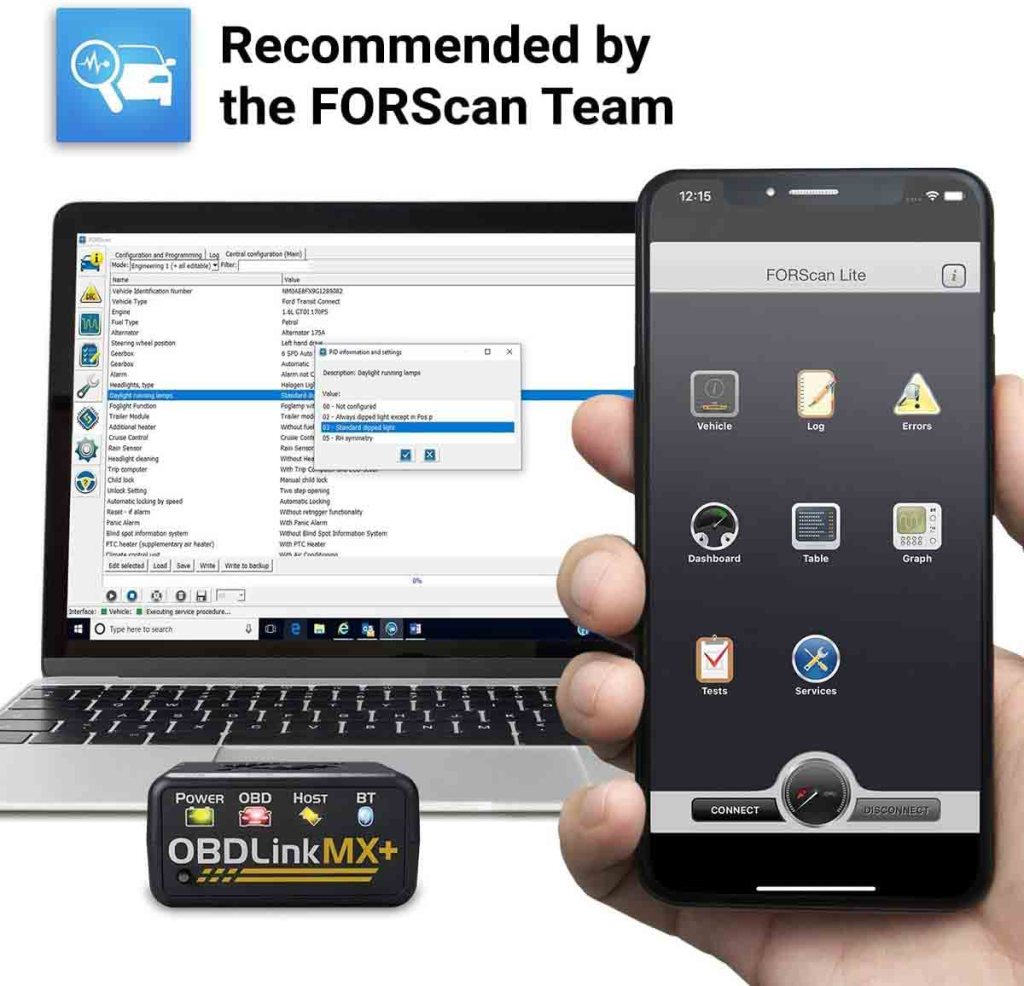 image of OBDLink MX+ with FORScan apps and recommendation
