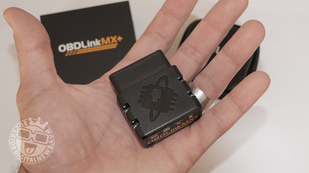 image of OBDLink MX+ OBD Scanner in hand showing its compact design