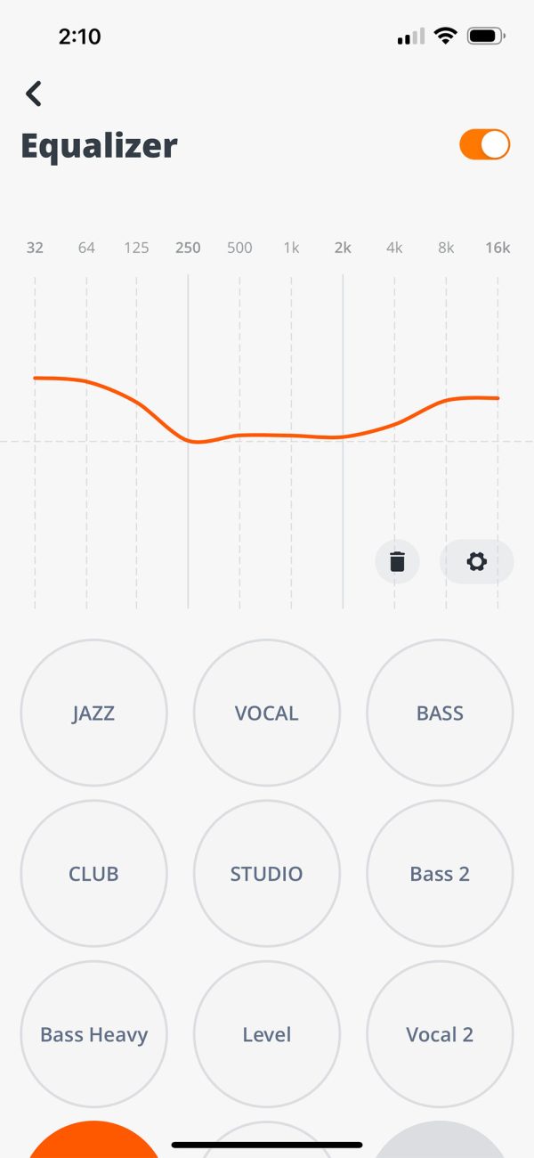 image of the JBL Headphones app EQ setting for the Project Rock Over-Ear Training Headphones